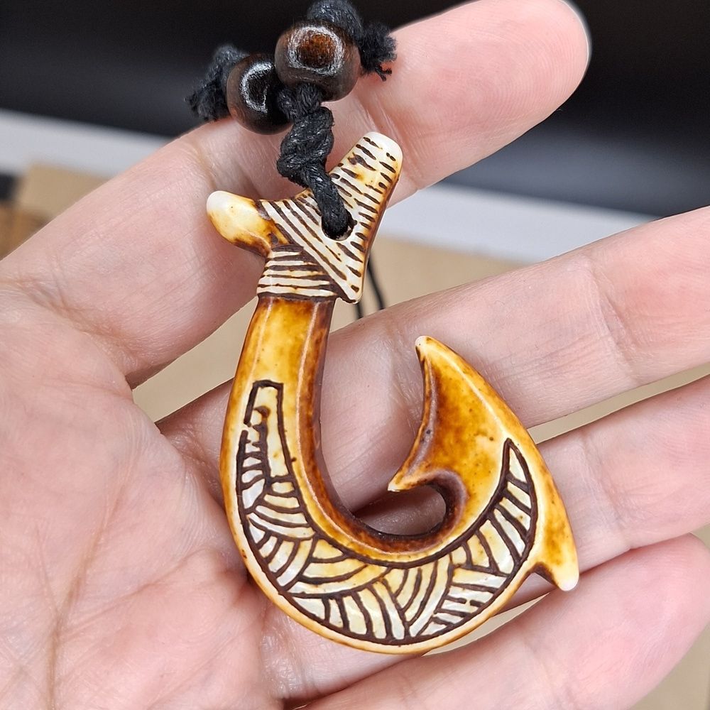 Maui Hawaiian fish hook necklace Rribal pendant nautical jewelry